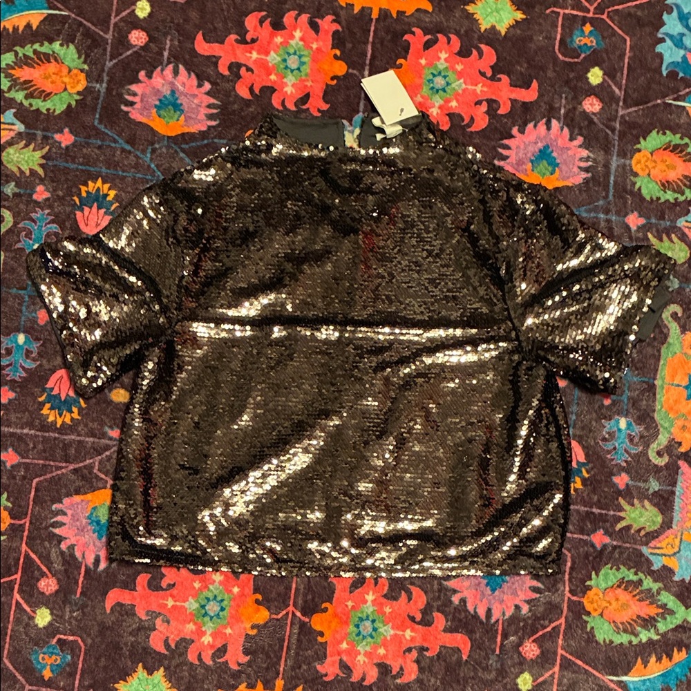 New H&M graphite Sequin Top